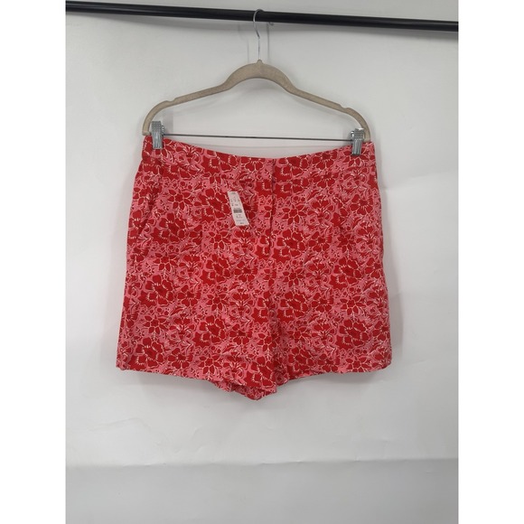 J. Crew Pants - J. Crew Factory High Rise Floral Print Short Pink Red Linen‎ Blend Womens 14 NEW